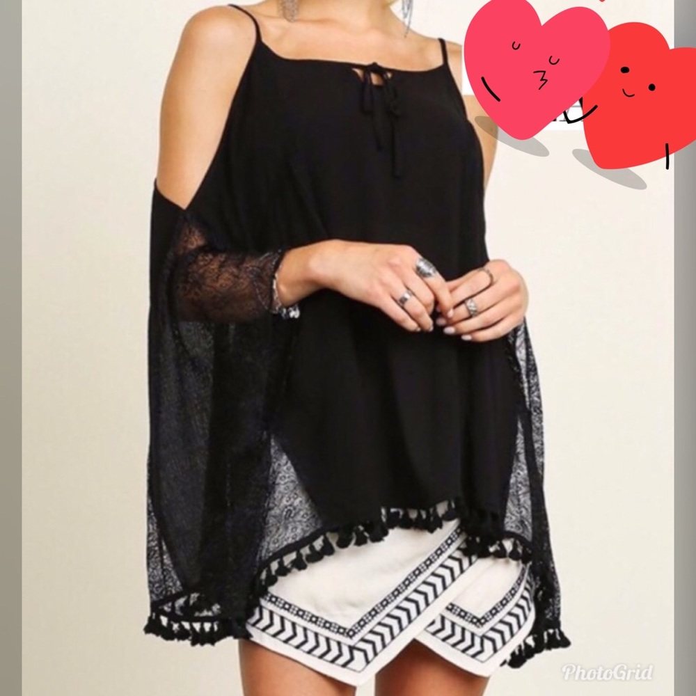 Lace cold shoulder blouse